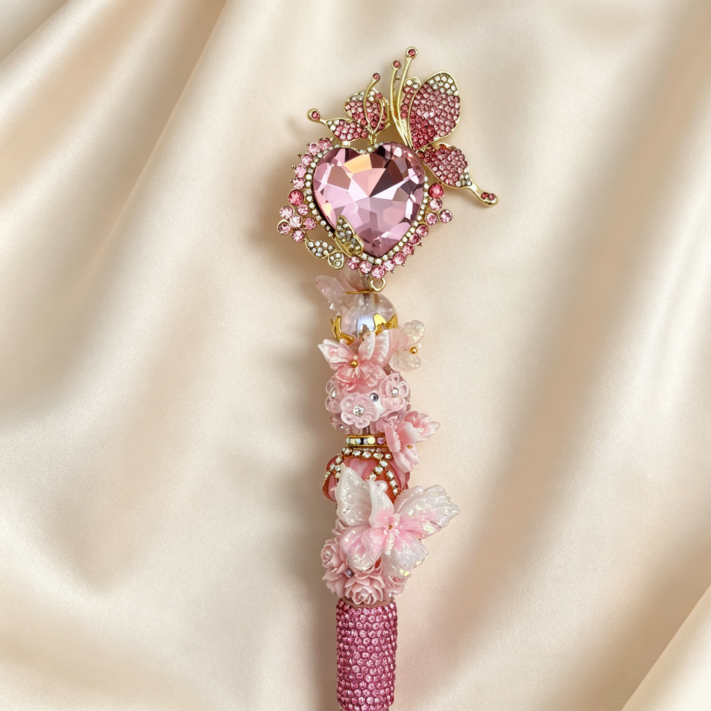 Butterfly Talisman Beaded Rhinestone Handmade Pen