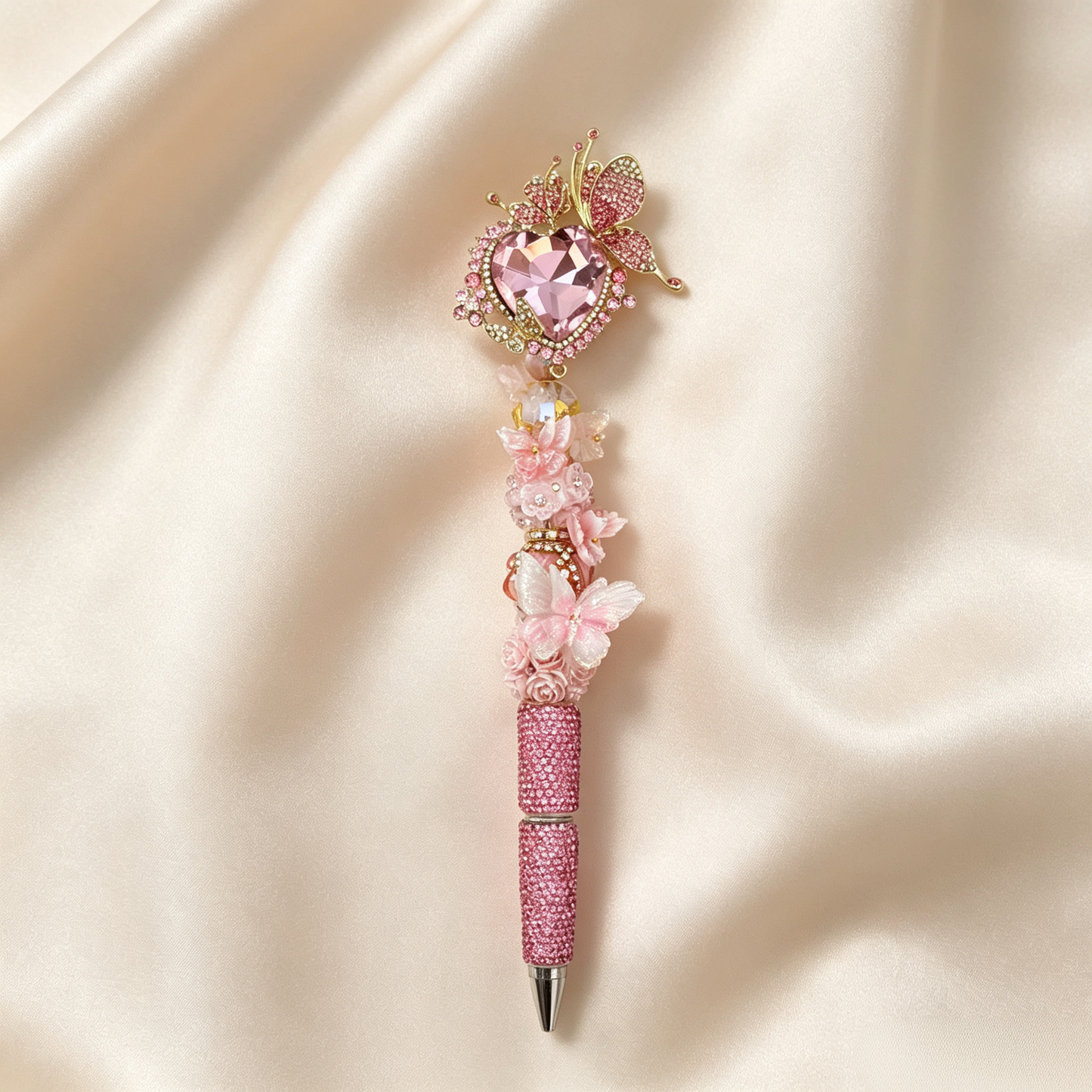 Butterfly Talisman Beaded Rhinestone Handmade Pen