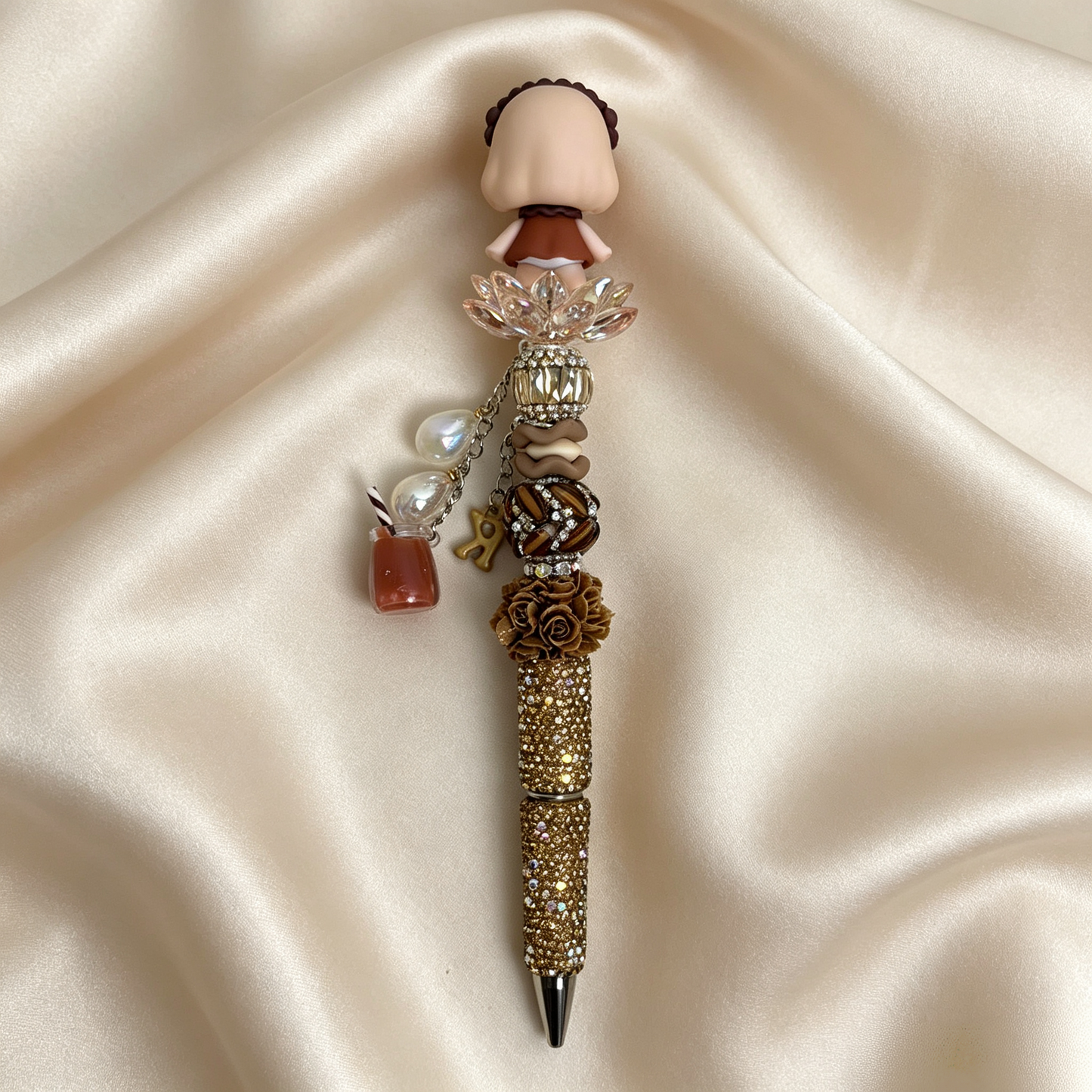 Retro Caramel Buer Beaded Rhinestone Handmade Pen