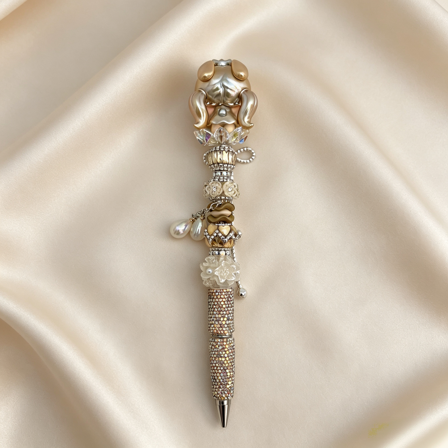 Gilded Tiara Sprite Beaded Rhinestone Handmade Pen