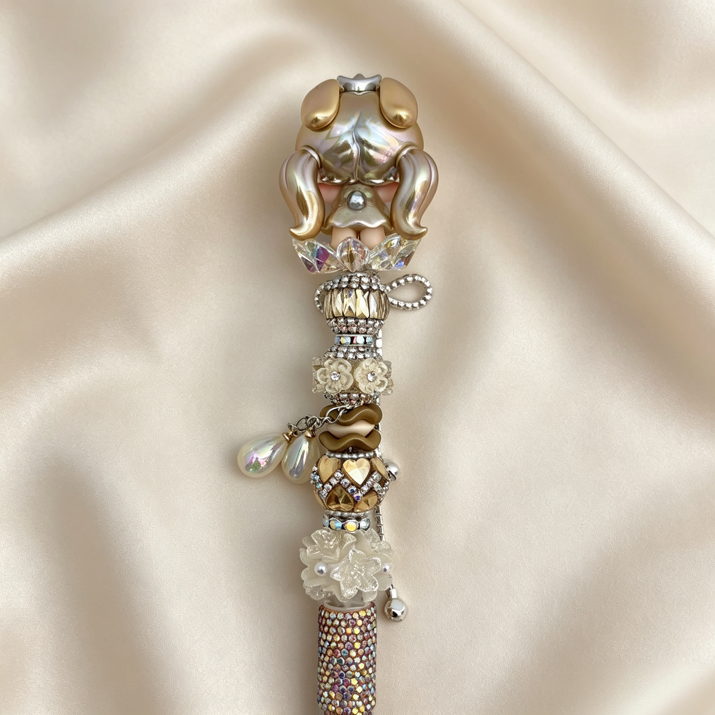 Gilded Tiara Sprite Beaded Rhinestone Handmade Pen
