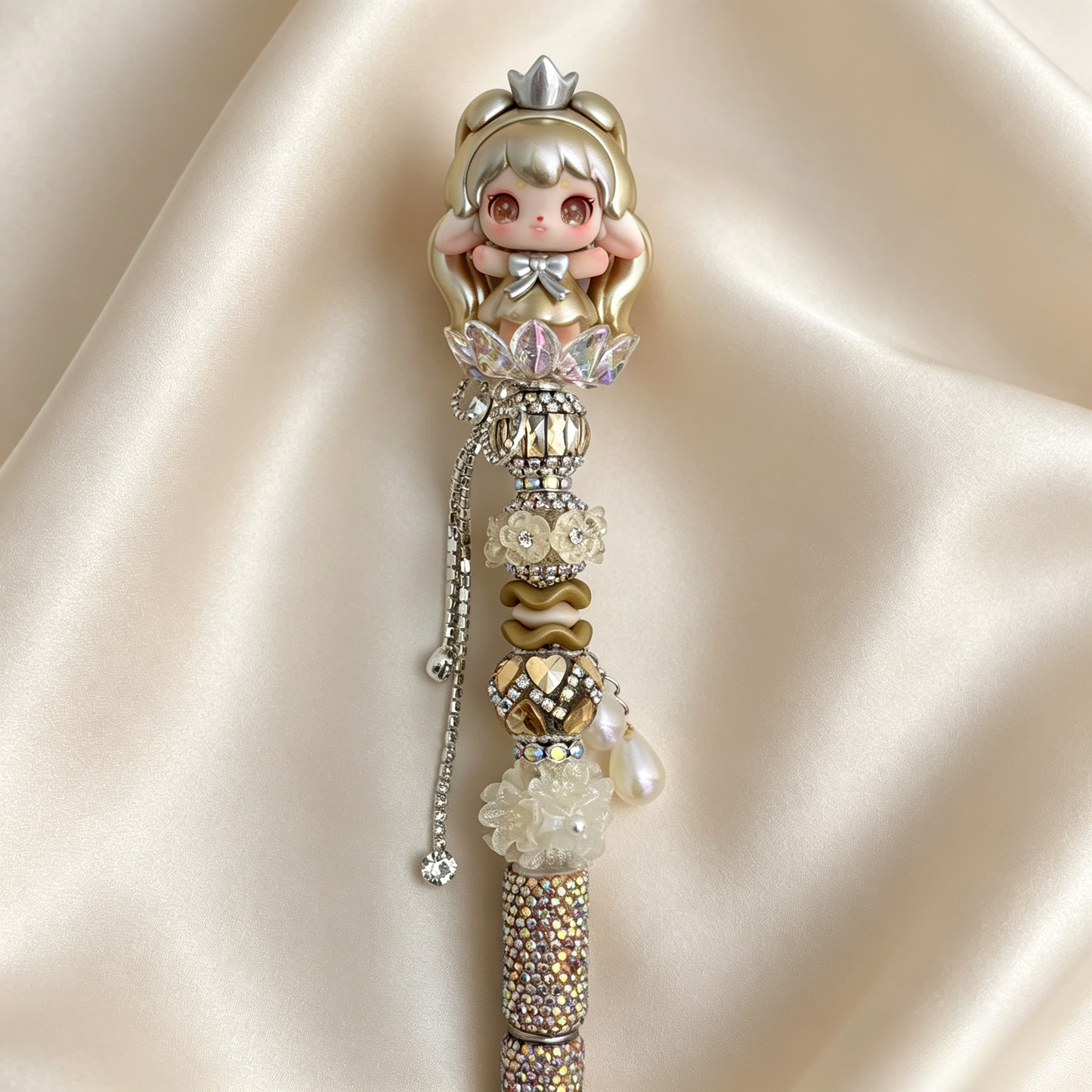 Gilded Tiara Sprite Beaded Rhinestone Handmade Pen