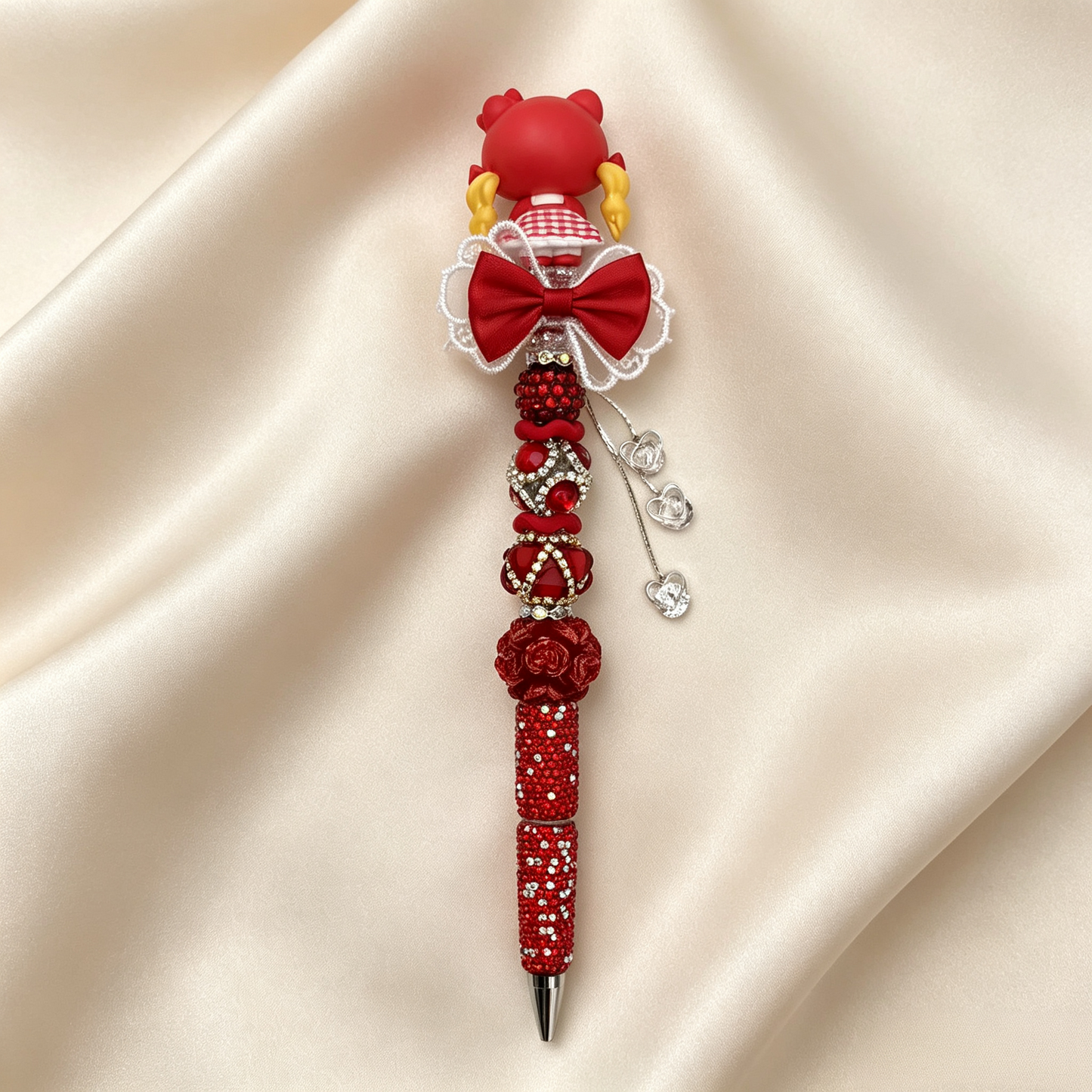Hand Painting Kitty Beaded Rhinestone Handmade Pen
