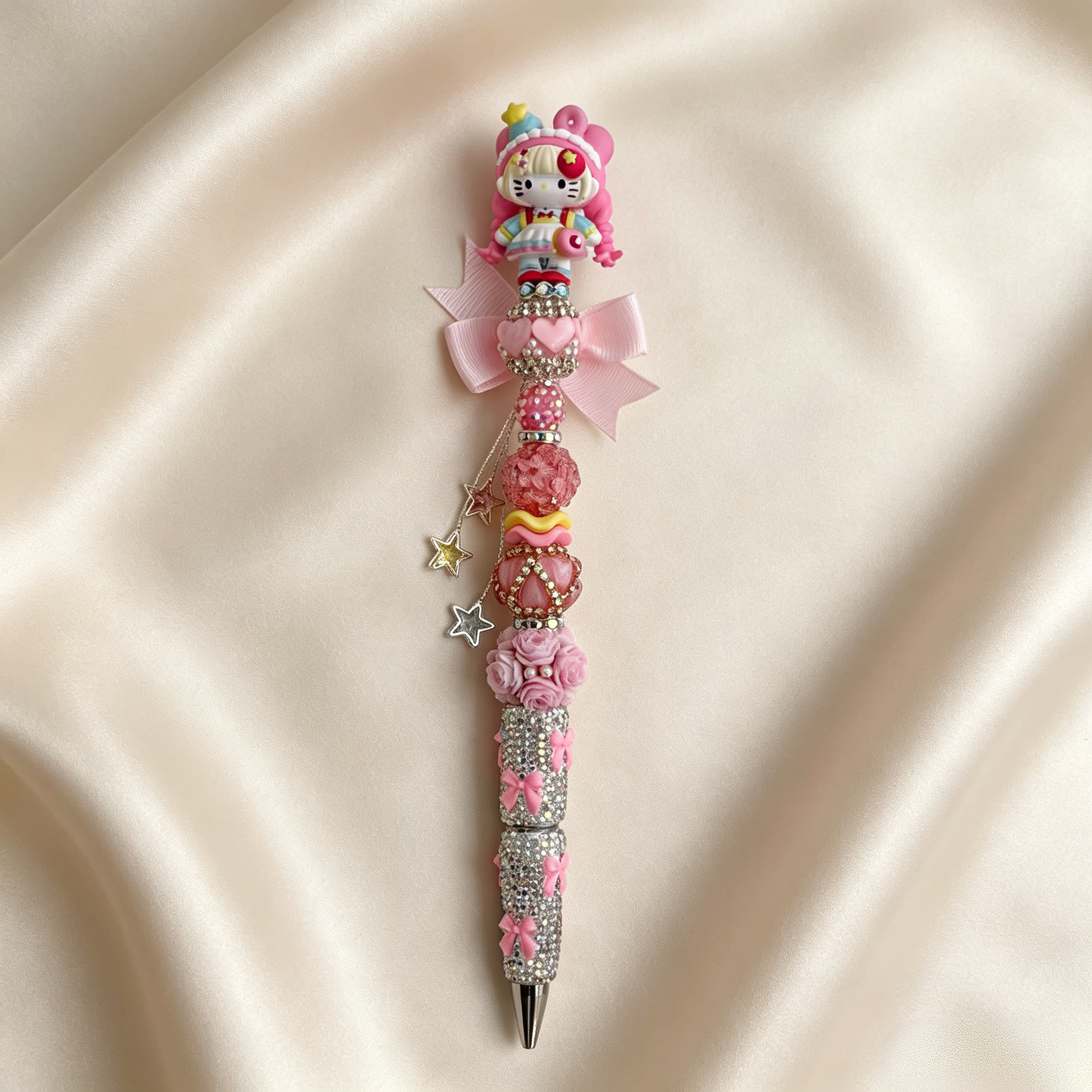 Hand Painting Kitty Beaded Rhinestone Handmade Pen