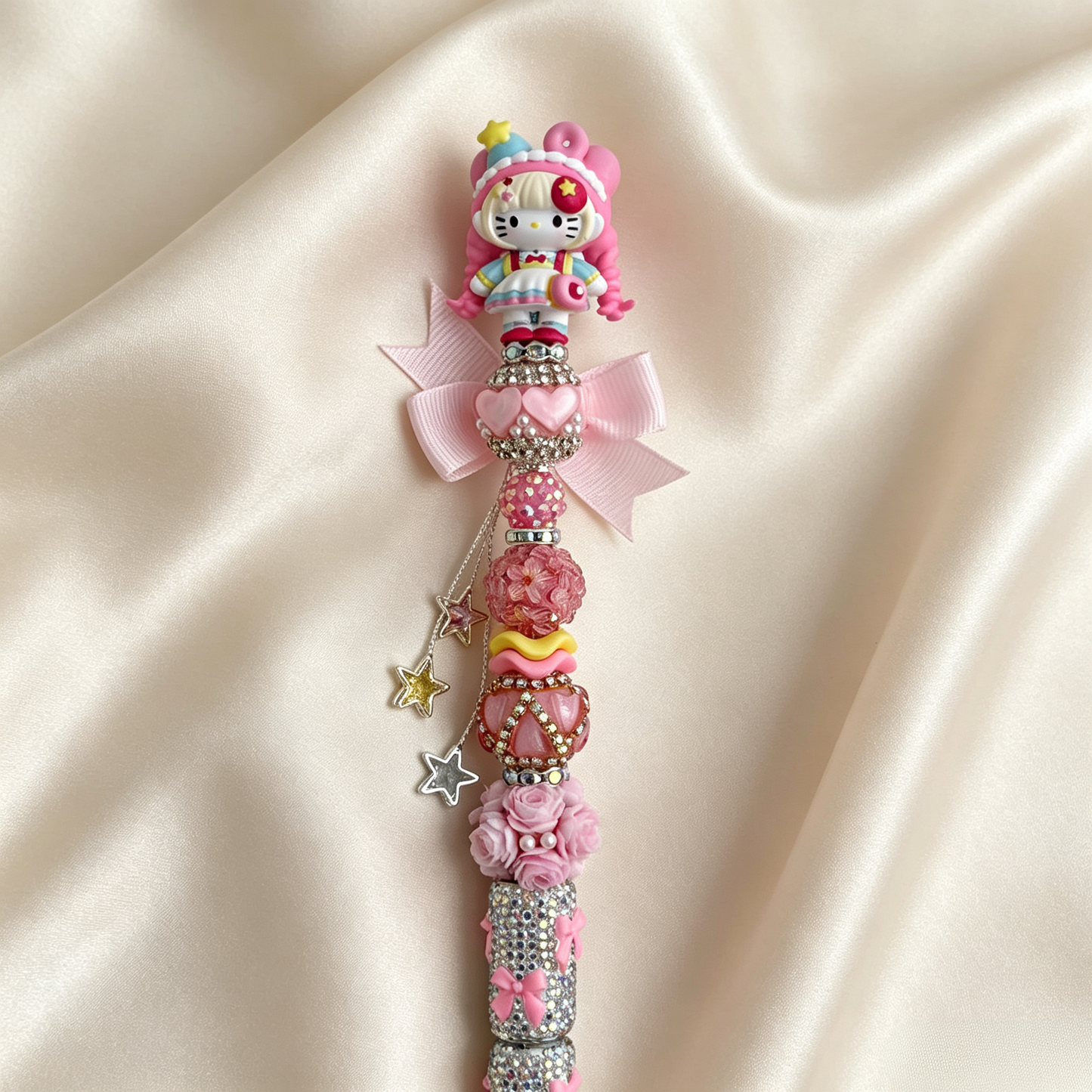 Hand Painting Kitty Beaded Rhinestone Handmade Pen