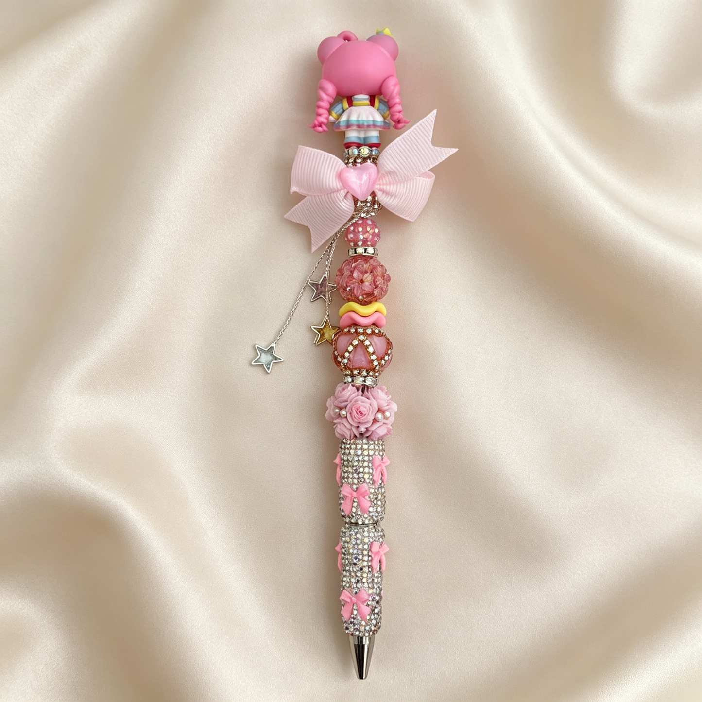 Hand Painting Kitty Beaded Rhinestone Handmade Pen