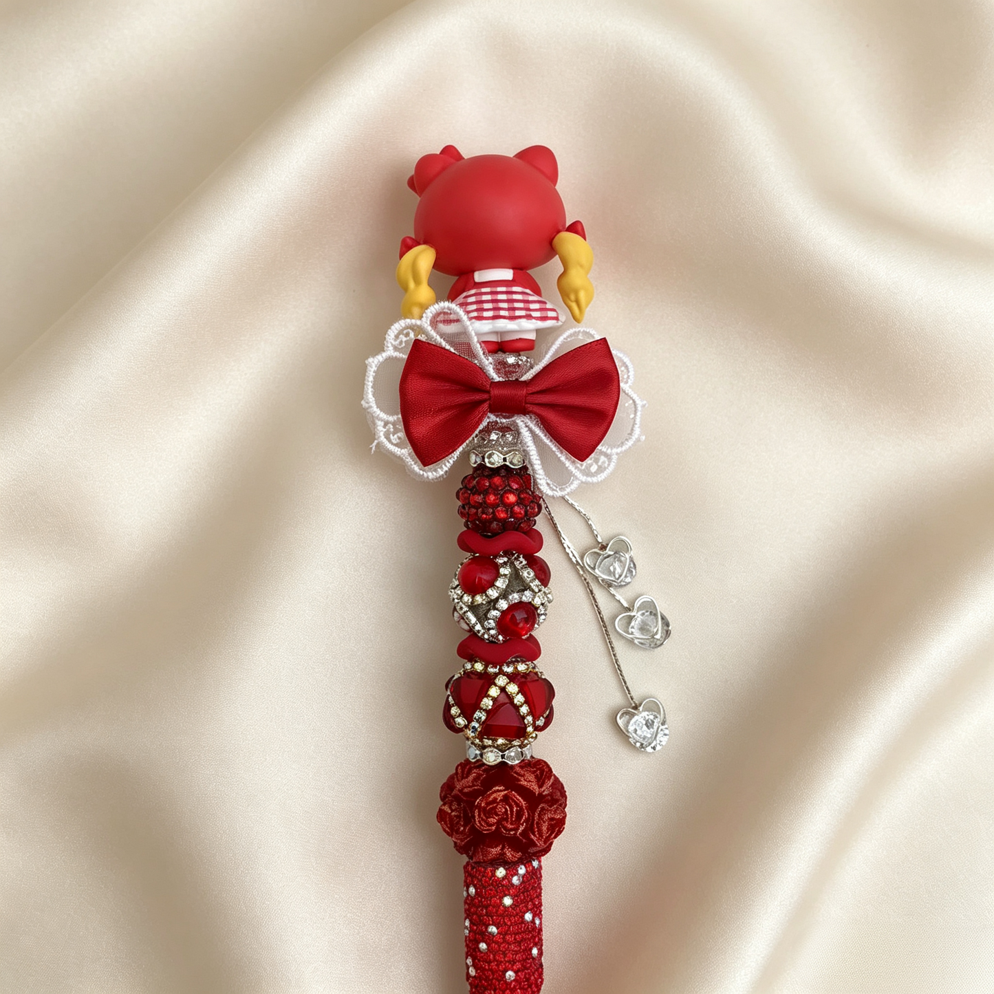 Hand Painting Kitty Beaded Rhinestone Handmade Pen