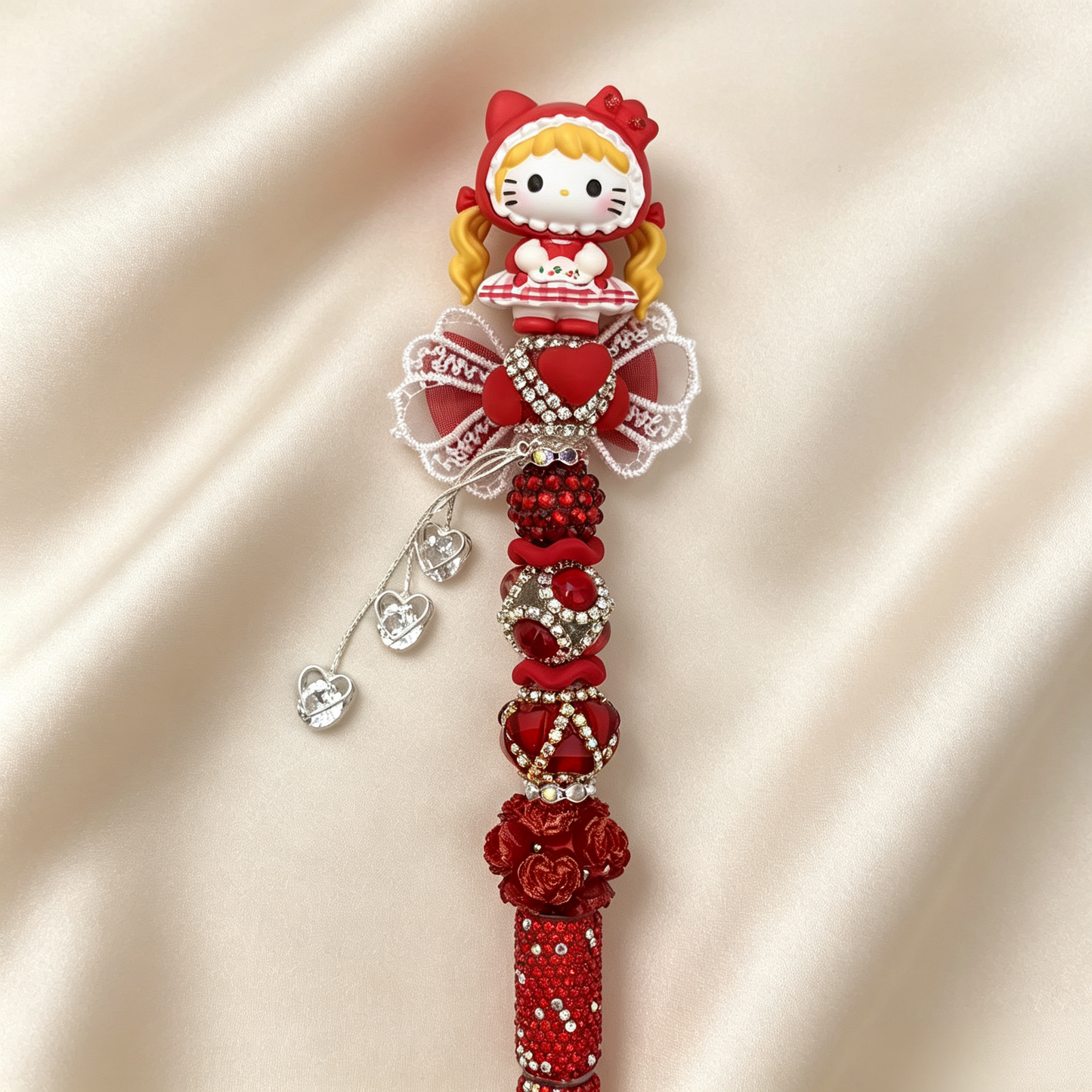 Hand Painting Kitty Beaded Rhinestone Handmade Pen