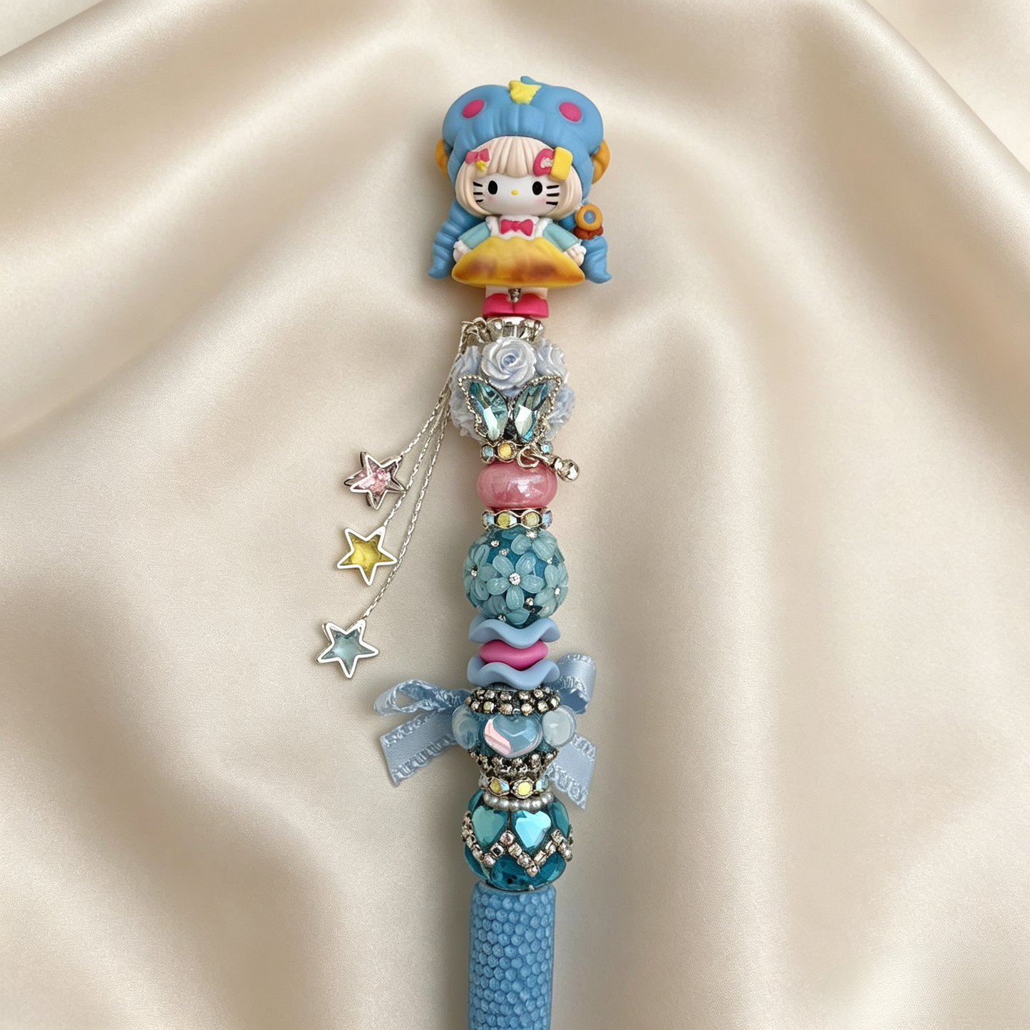 Hand Painting Kitty Beaded Rhinestone Handmade Pen