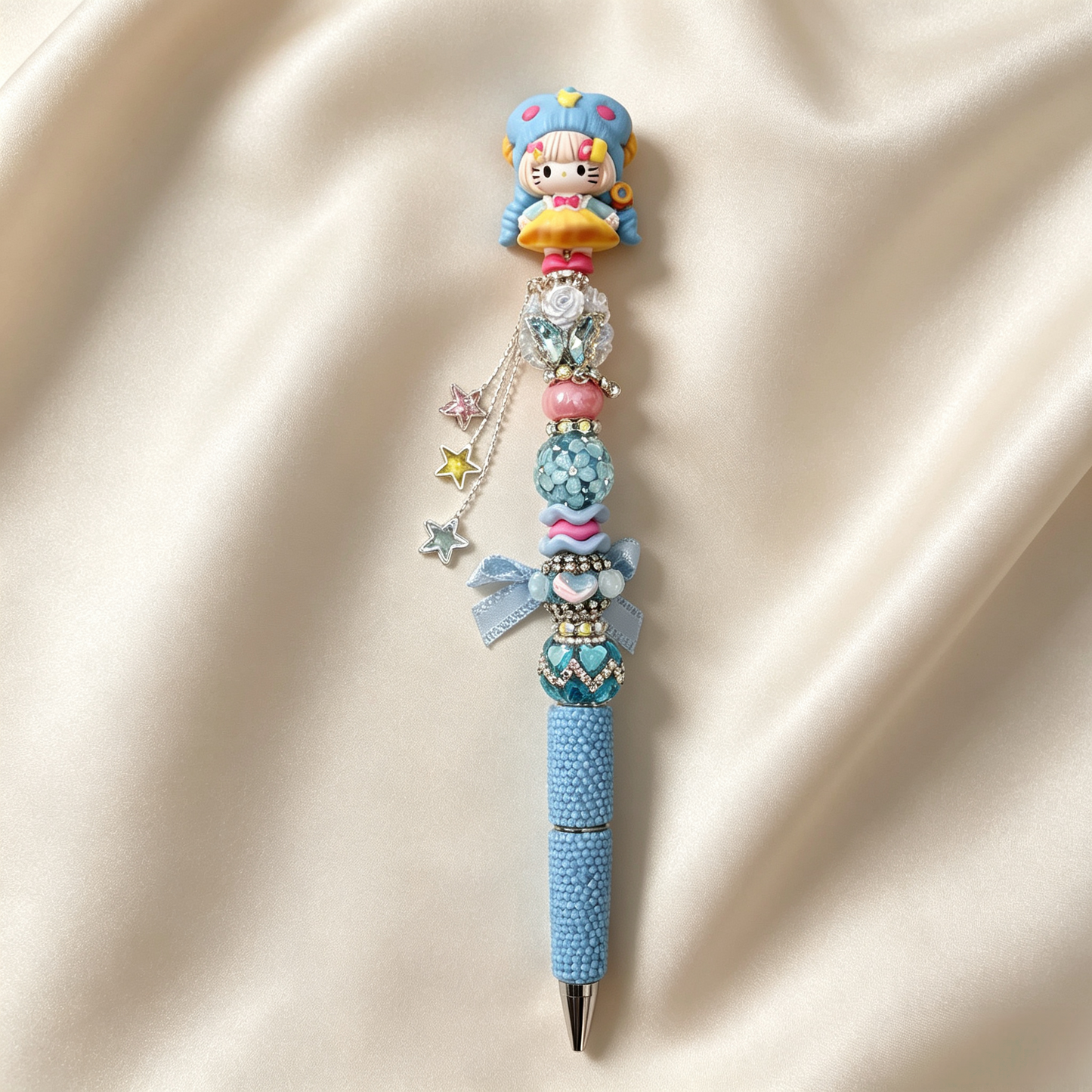 Hand Painting Kitty Beaded Rhinestone Handmade Pen