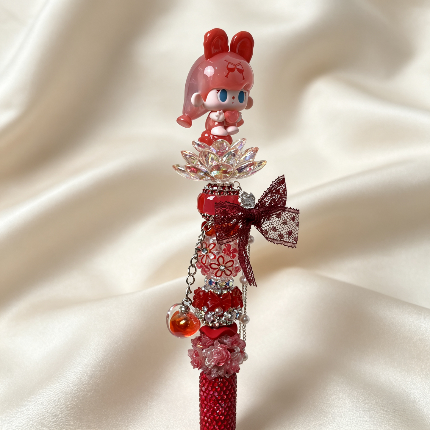 Jelly Raspberry Bunny Handmade Rhinestone Pen