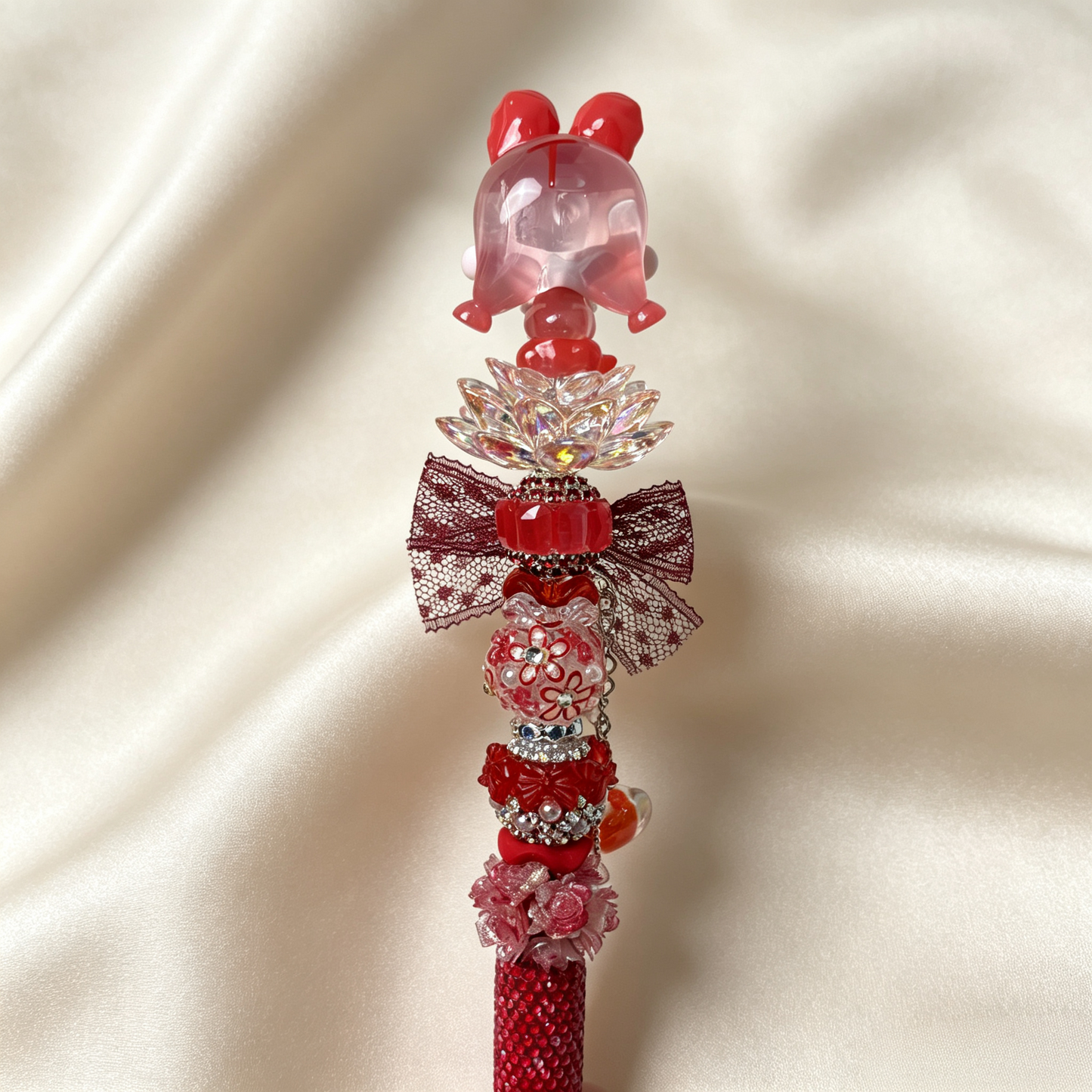 Jelly Raspberry Bunny Handmade Rhinestone Pen