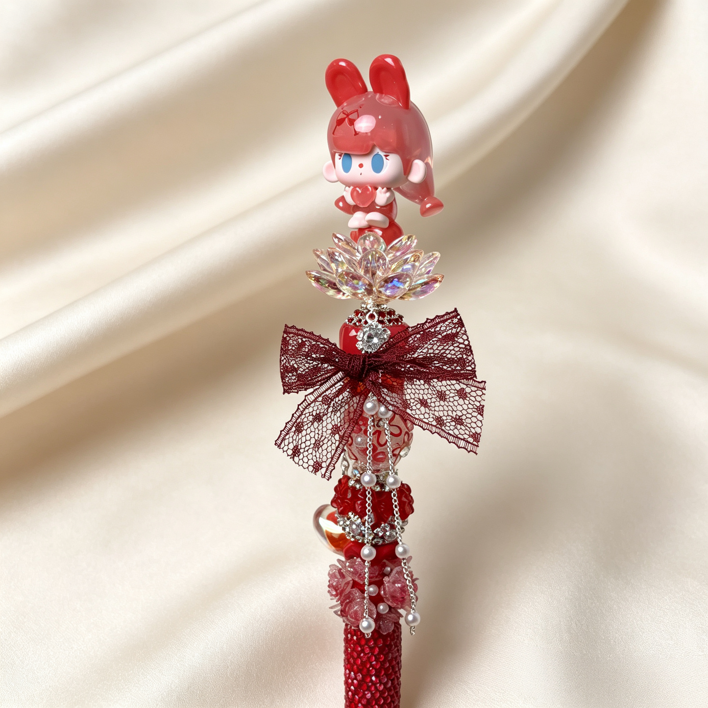 Jelly Raspberry Bunny Handmade Rhinestone Pen