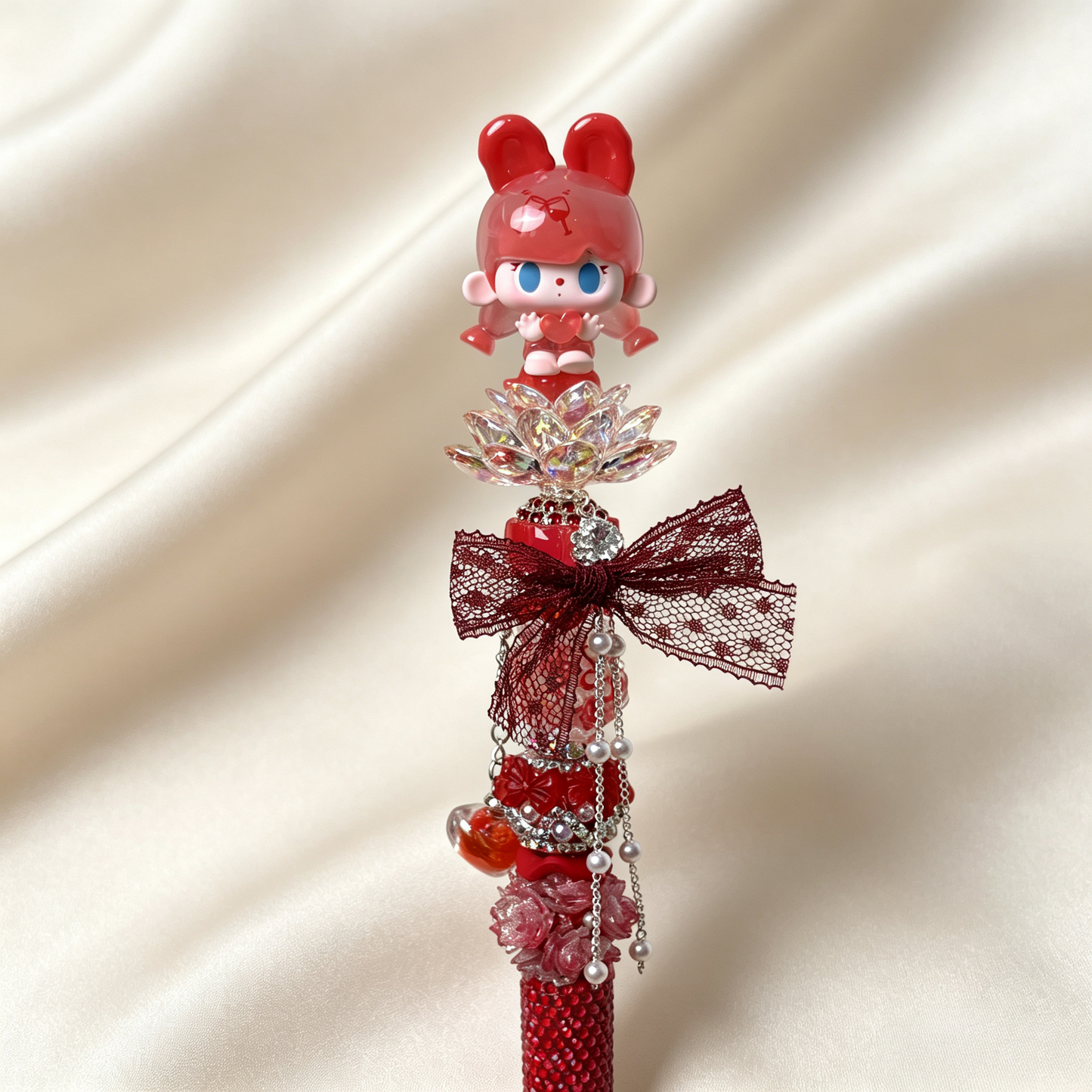 Jelly Raspberry Bunny Handmade Rhinestone Pen