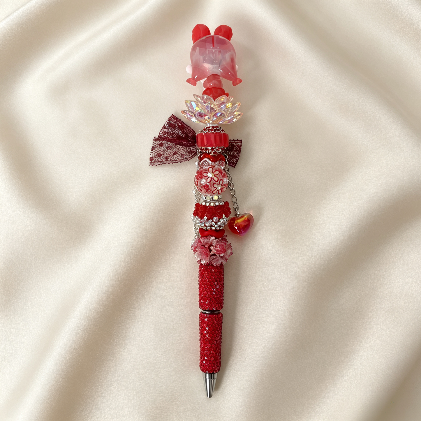 Jelly Raspberry Bunny Handmade Rhinestone Pen