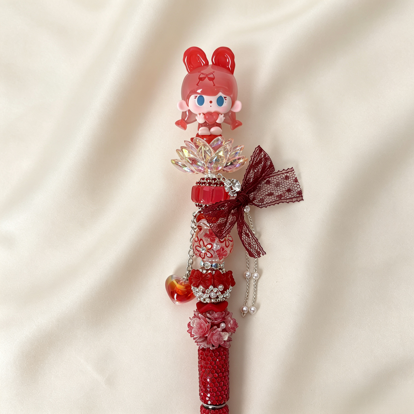 Jelly Raspberry Bunny Handmade Rhinestone Pen