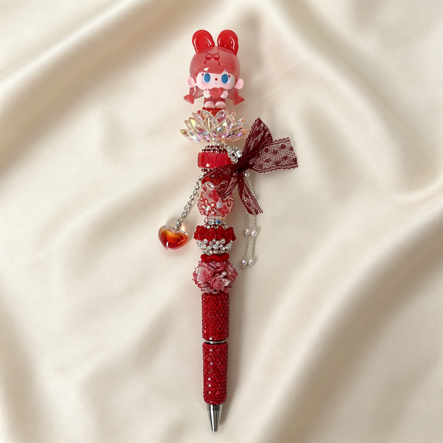 Jelly Raspberry Bunny Handmade Rhinestone Pen