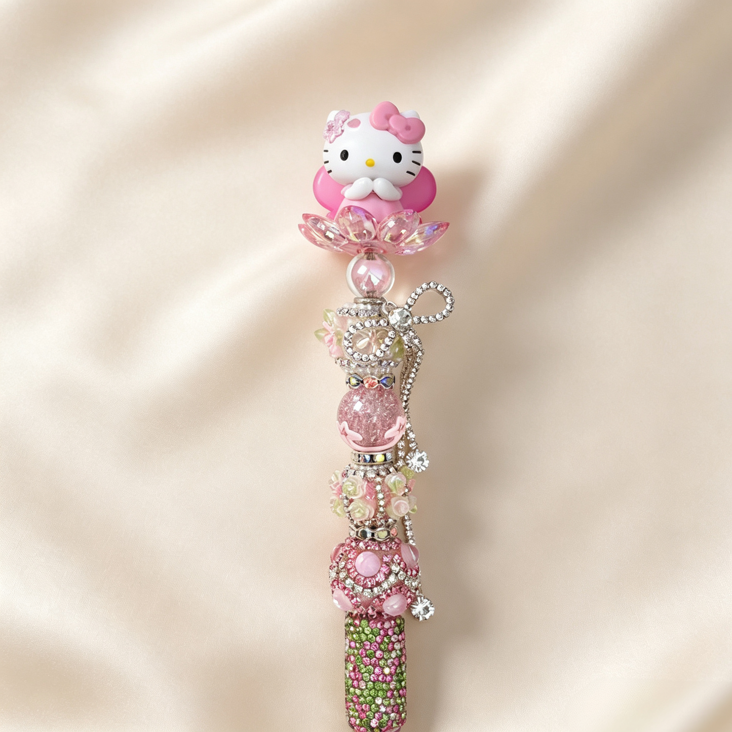 Floral Whisper Kitty Rhinestone Handmade Pen