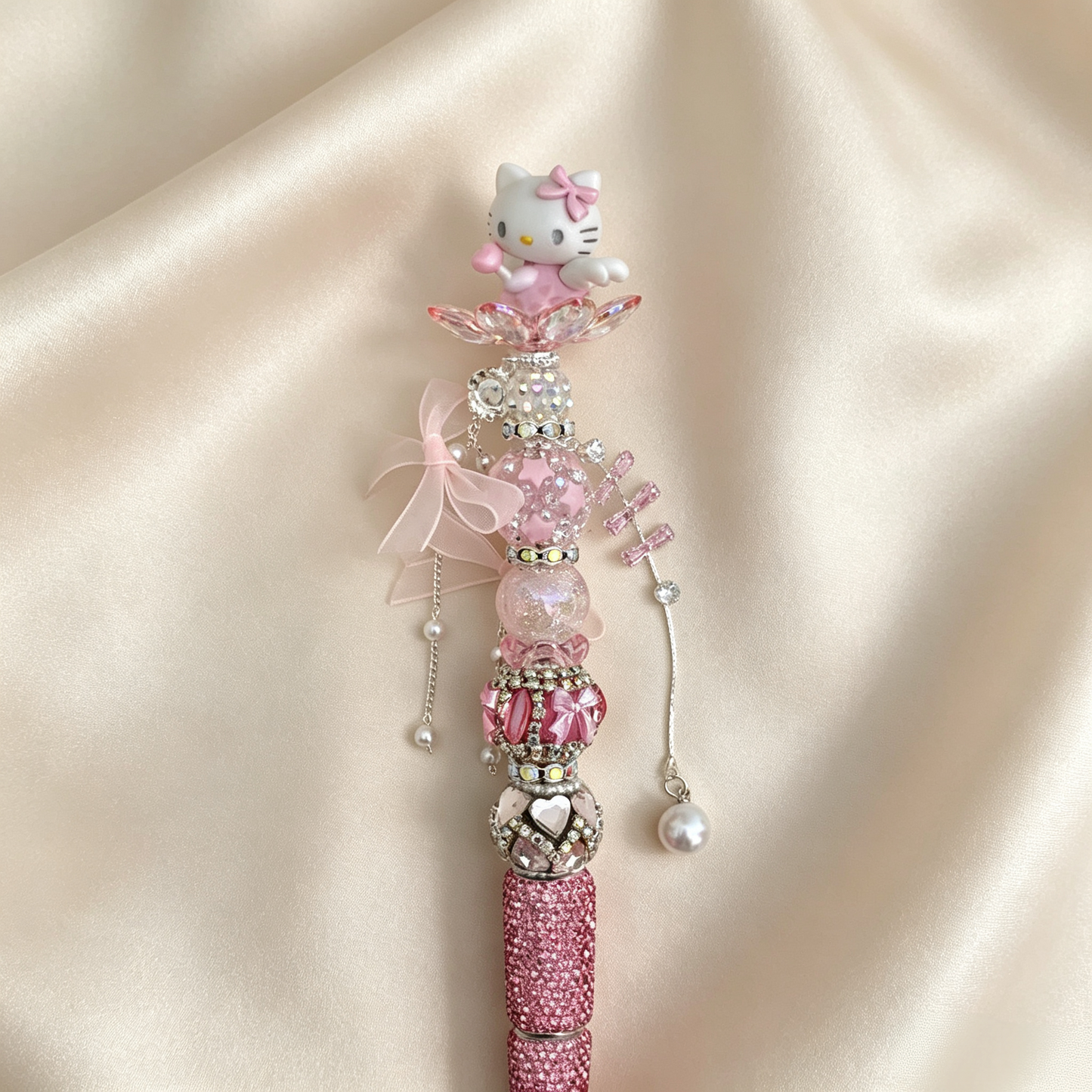 Delicate Angel Kitty Beaded Rhinestone Handmade Pen