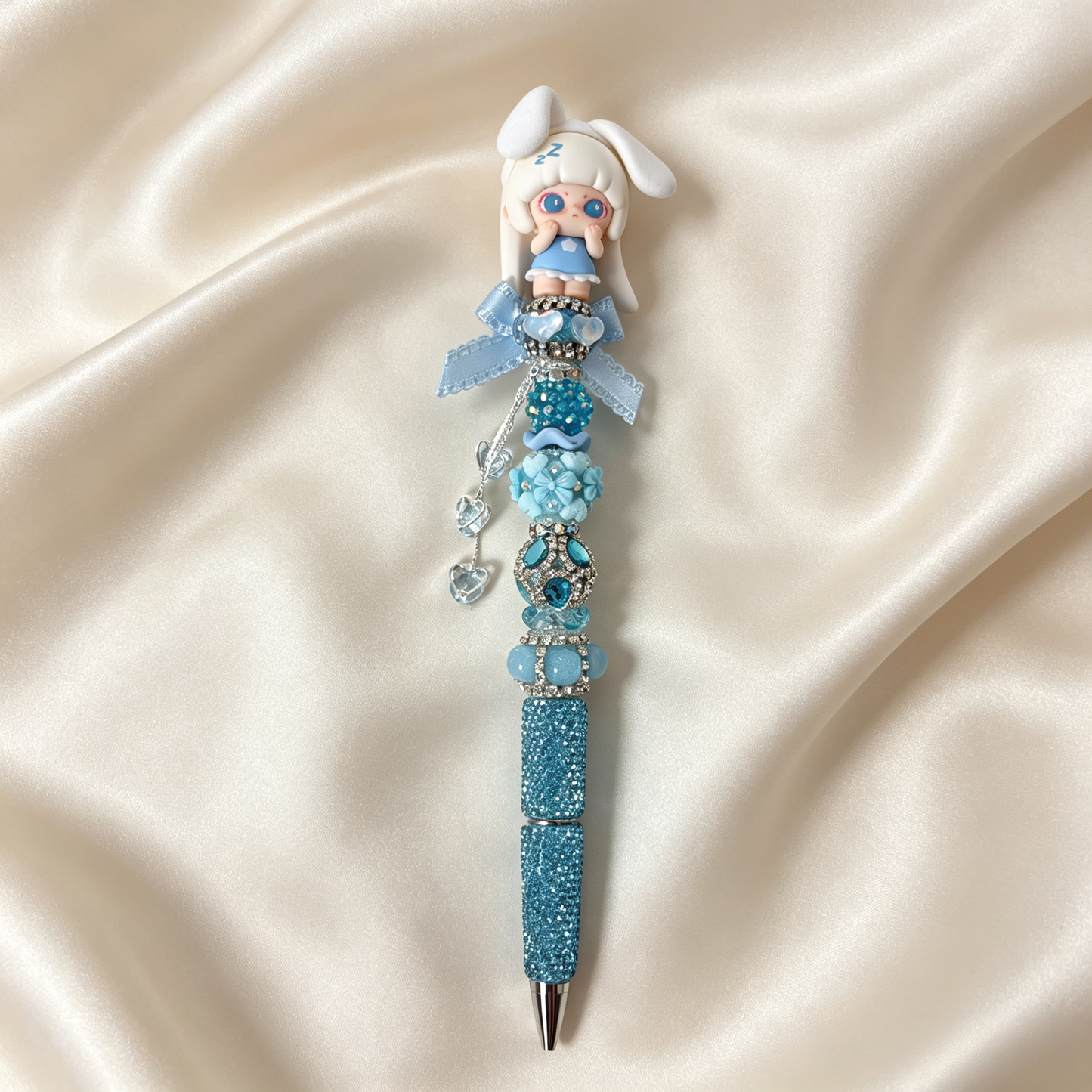 Sea‑Salt Blue Bunny Handmade Rhinestone Pen