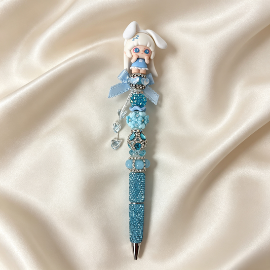 Sea‑Salt Blue Bunny Handmade Rhinestone Pen
