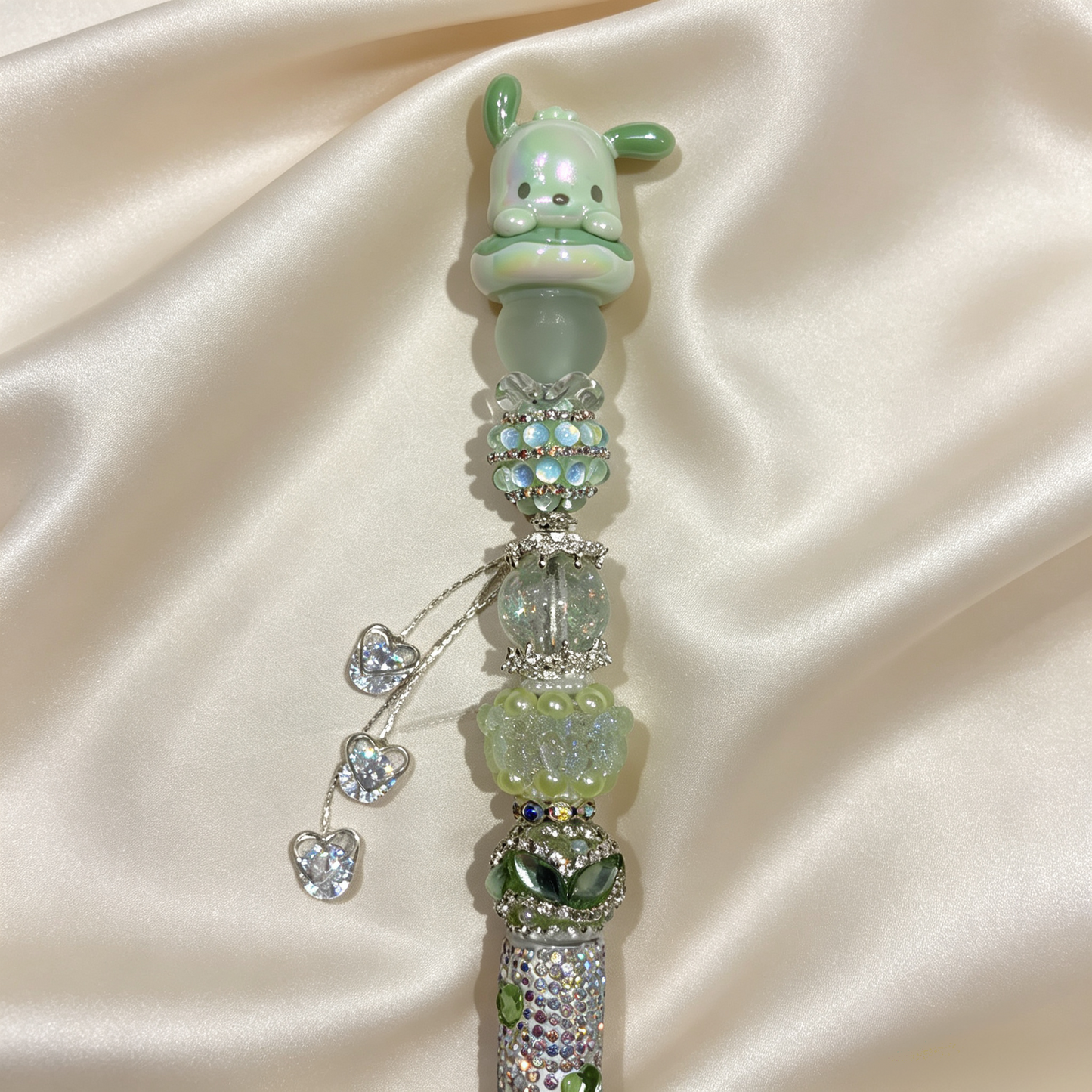 Mint Puppy Charm Handmade Rhinestone Pen