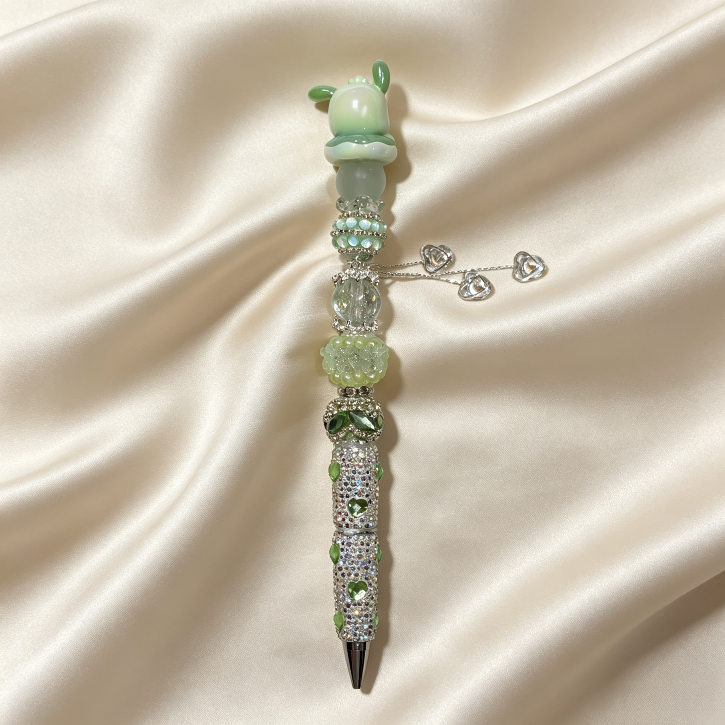 Mint Puppy Charm Handmade Rhinestone Pen