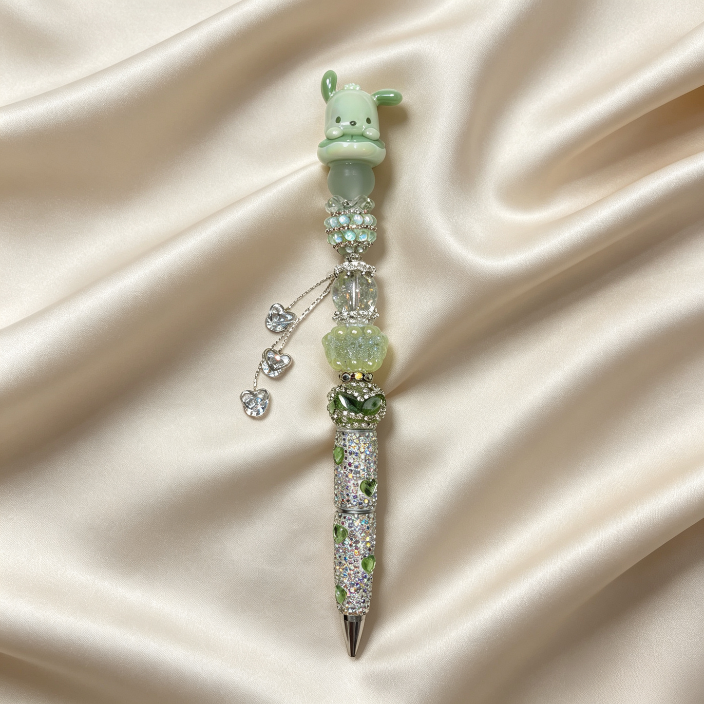 Mint Puppy Charm Handmade Rhinestone Pen