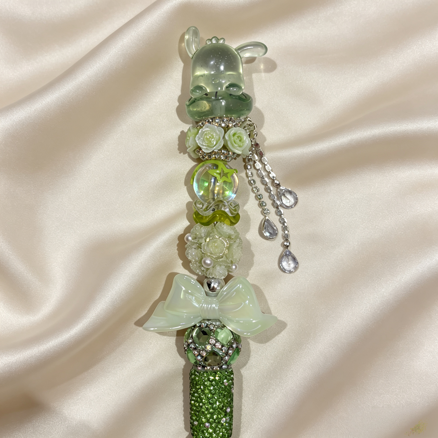 Mint Puppy Charm Handmade Rhinestone Pen