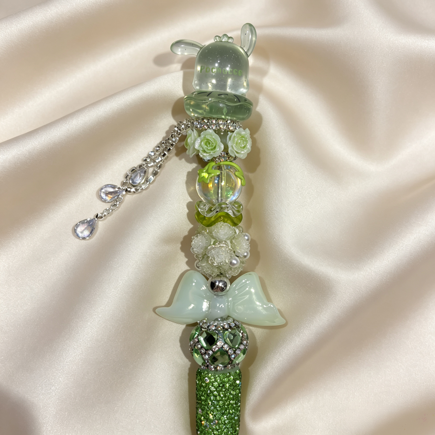 Mint Puppy Charm Handmade Rhinestone Pen