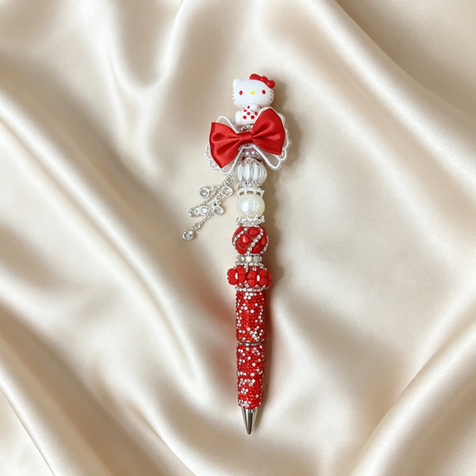 Red bow Kitty Rhinestone Pen