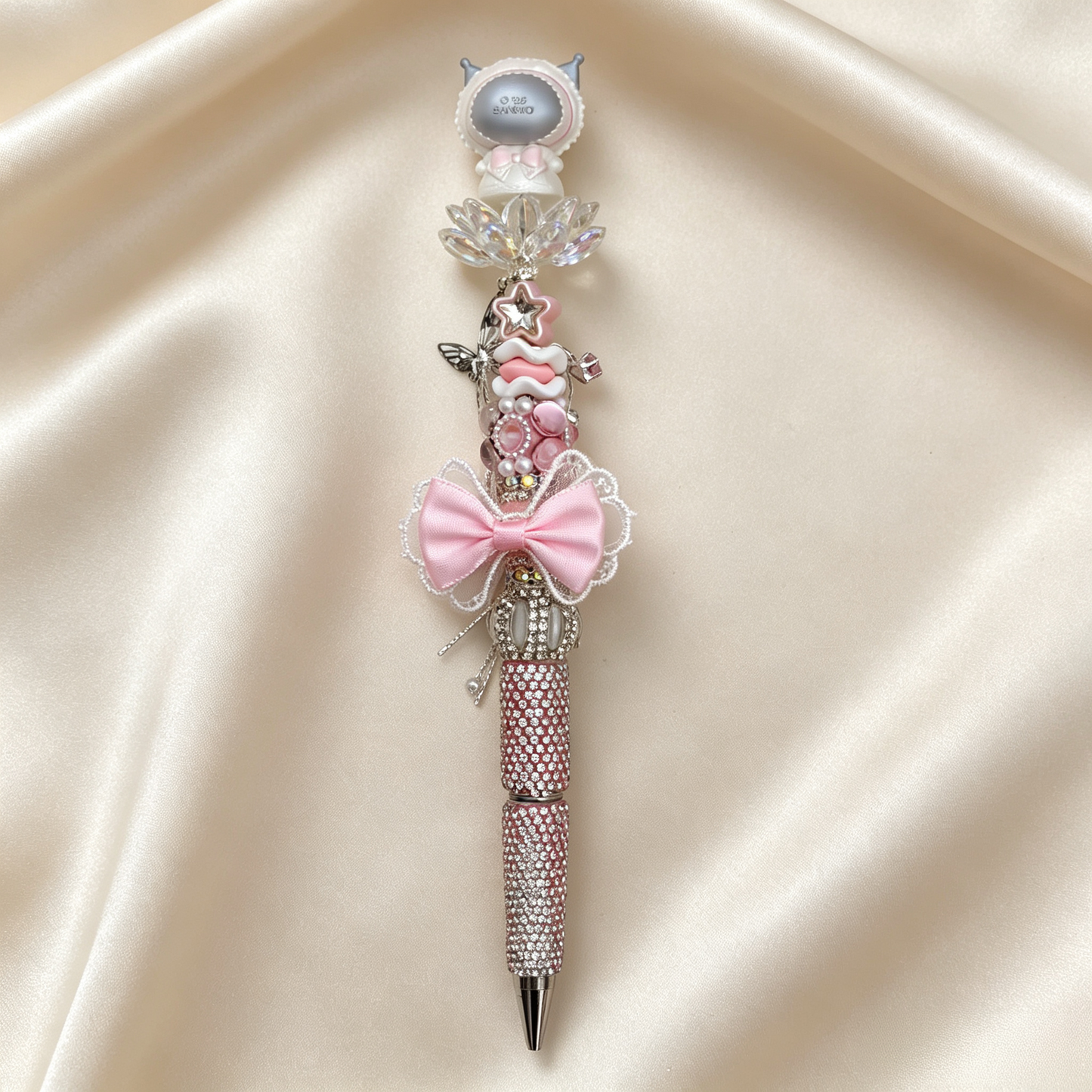 Romantic Pure Bridal‑Style Kuku Rhinestone Handmade Pen