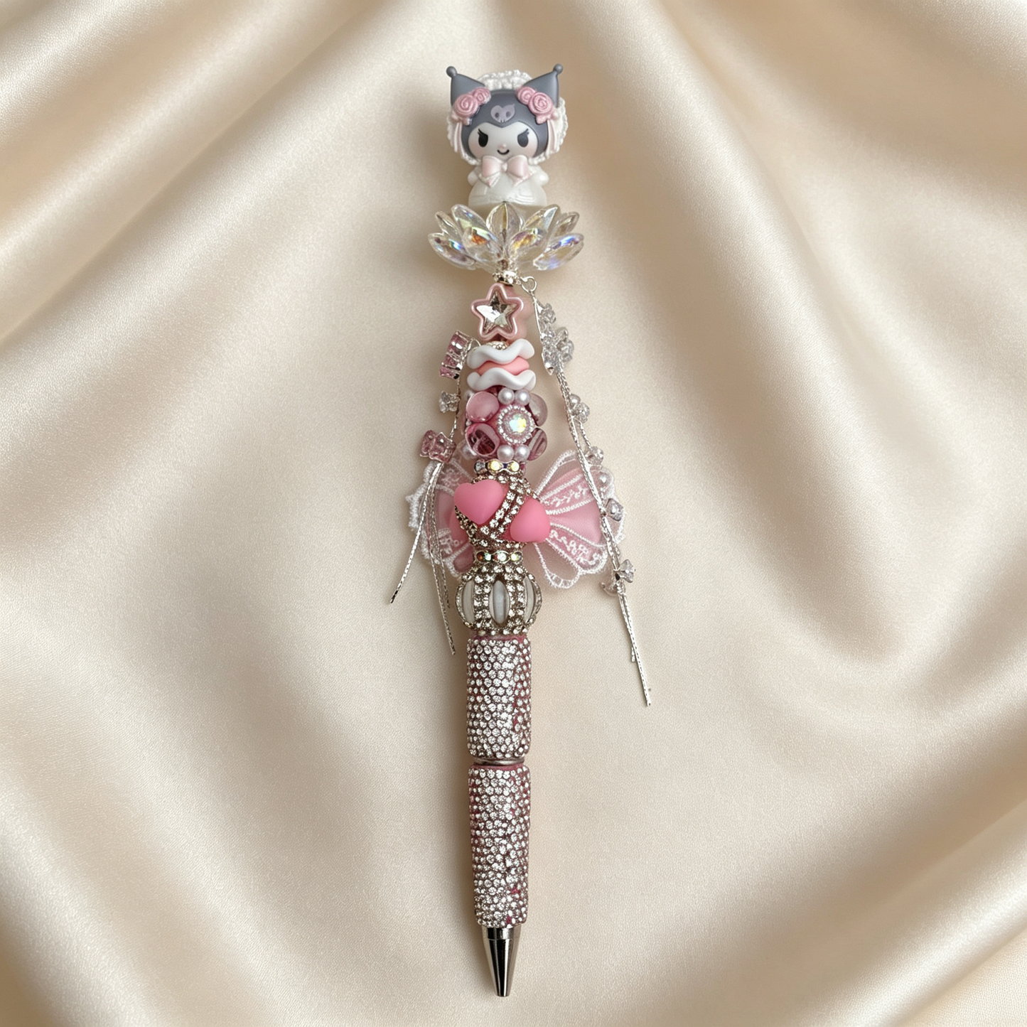 Romantic Pure Bridal‑Style Kuku Rhinestone Handmade Pen