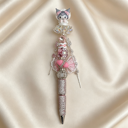 Romantic Pure Bridal‑Style Kuku Rhinestone Handmade Pen