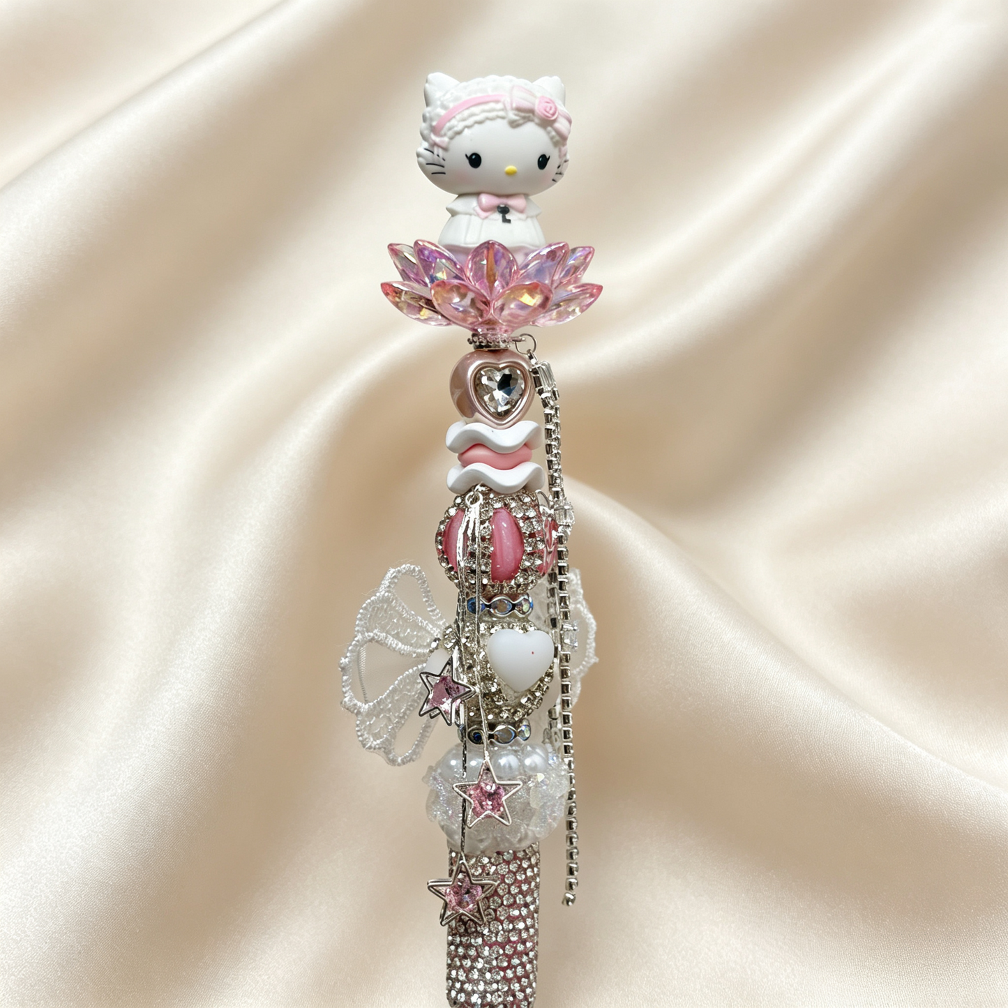 Romantic Pure Bridal‑Style Kitty Rhinestone Handmade Pen