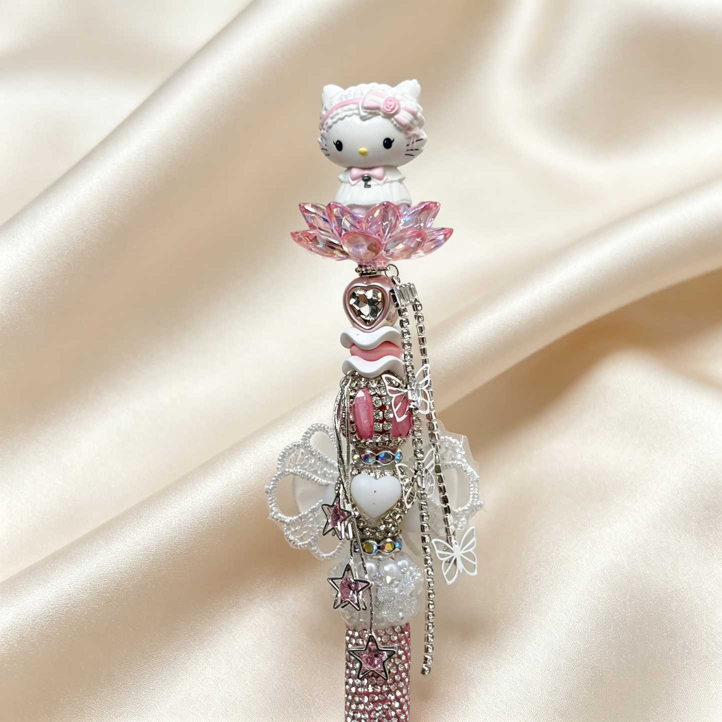 Romantic Pure Bridal‑Style Kitty Rhinestone Handmade Pen