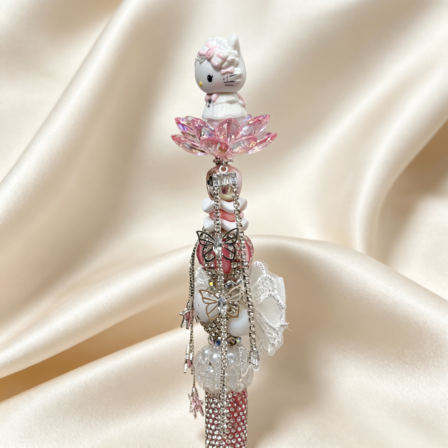Romantic Pure Bridal‑Style Kitty Rhinestone Handmade Pen