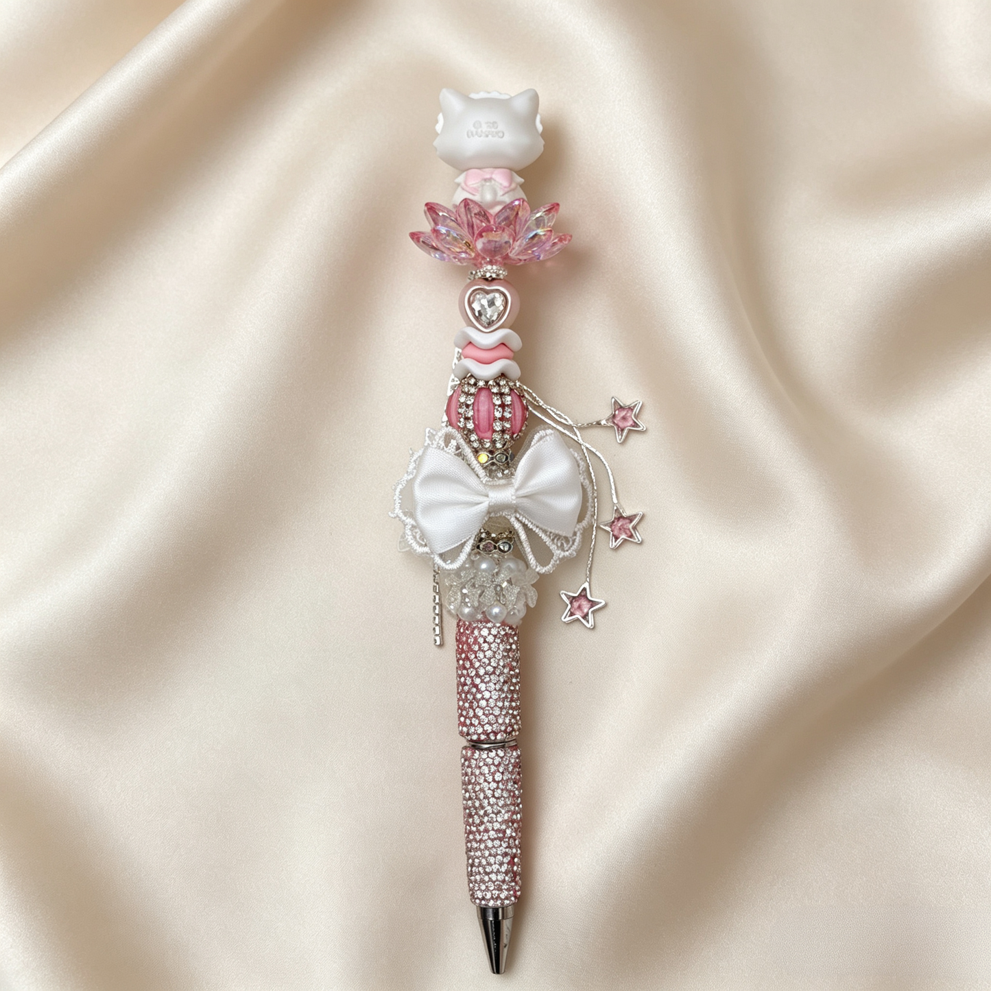 Romantic Pure Bridal‑Style Kitty Rhinestone Handmade Pen