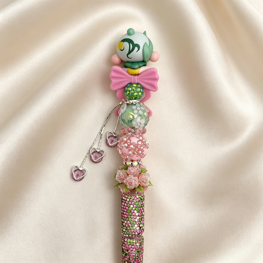 Spring Elf Pink‑Green SP Rhinestone Pen
