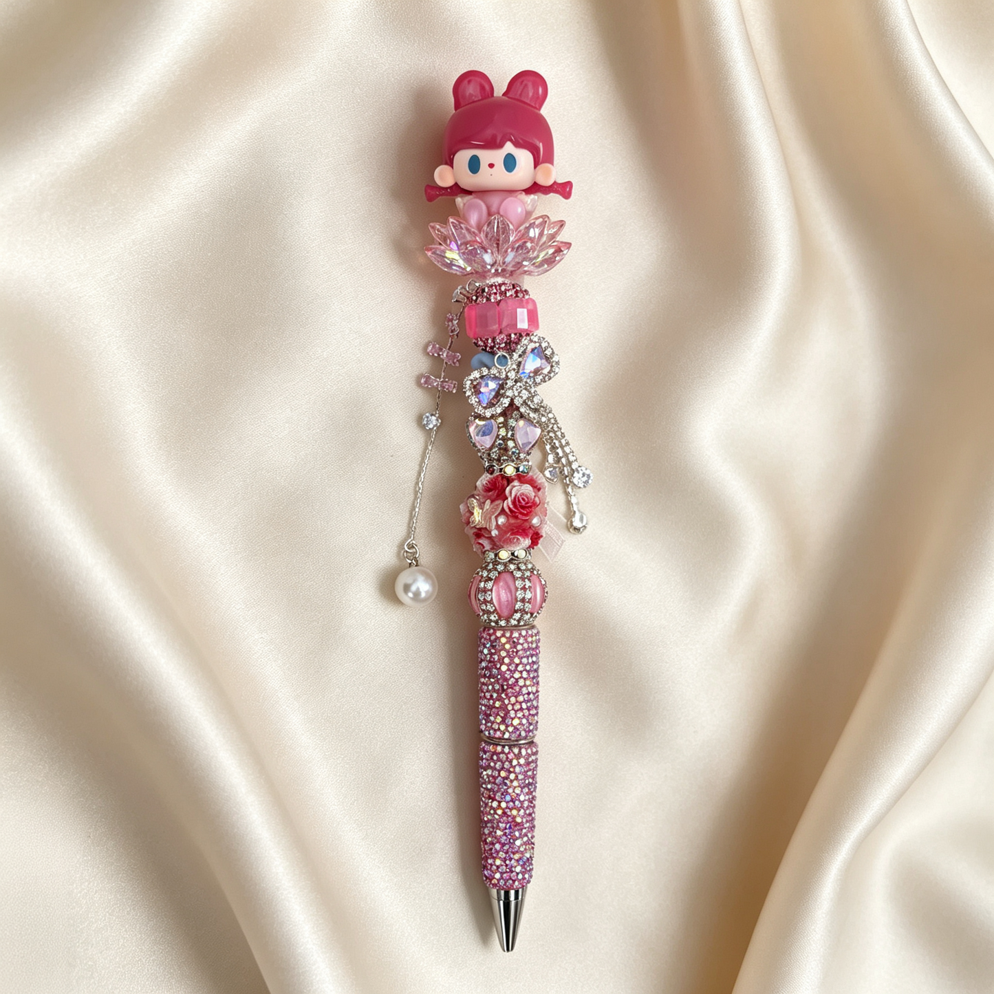 Pink Bunny Tutubear handmade Rhinestone Pen