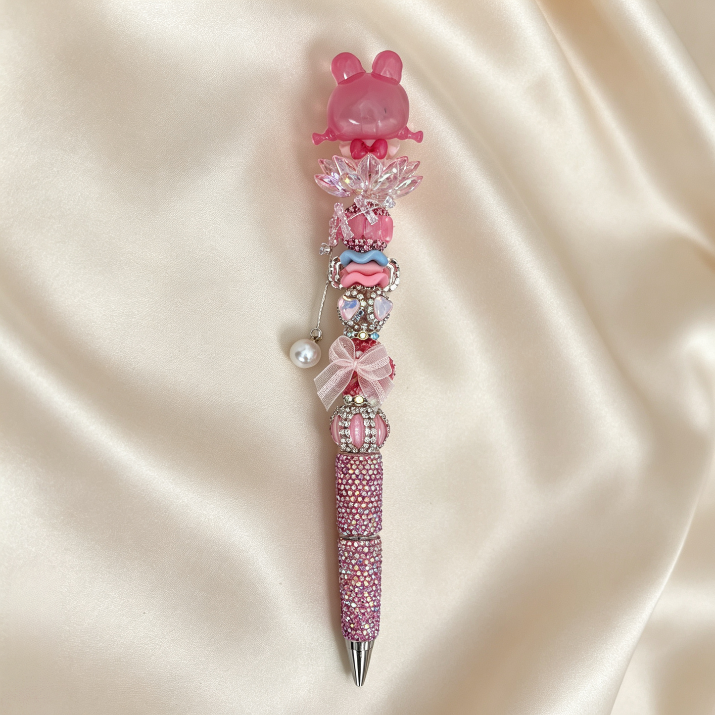 Pink Bunny Tutubear handmade Rhinestone Pen